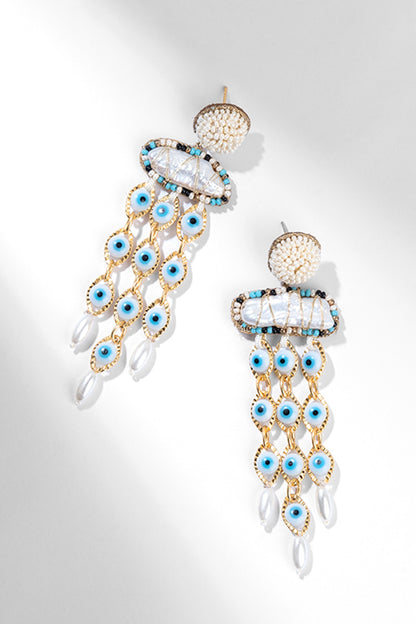 Ivory Glass Beaded Dangler Earrings