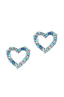 Blue Glass Beaded Stud Earrings