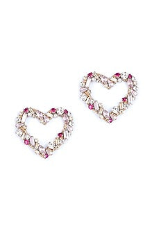 Pink Glass Beaded Stud Earrings