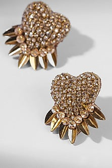 Gold Glass Beaded Stud Earrings