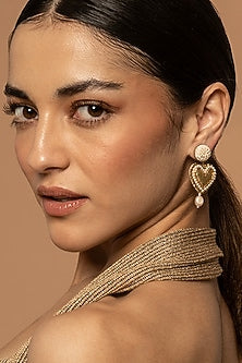 Gold Glass Beaded Stud Earrings