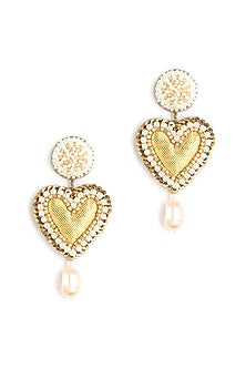 Gold Glass Beaded Stud Earrings