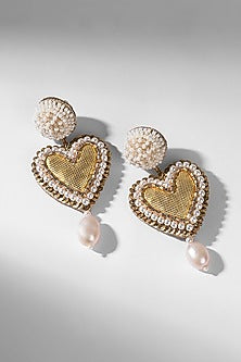 Gold Glass Beaded Stud Earrings
