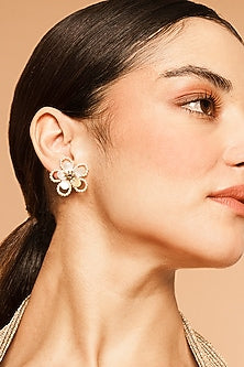 Ivory Glass Beaded Stud Earrings