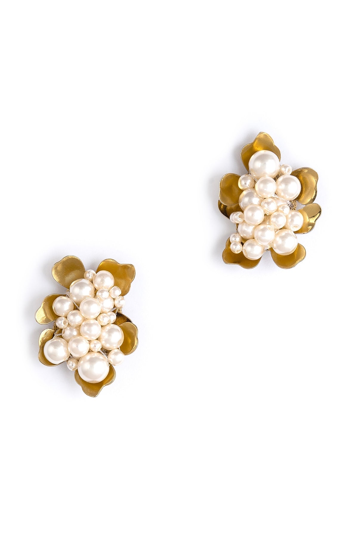 Gold Glass Beaded Stud Earrings