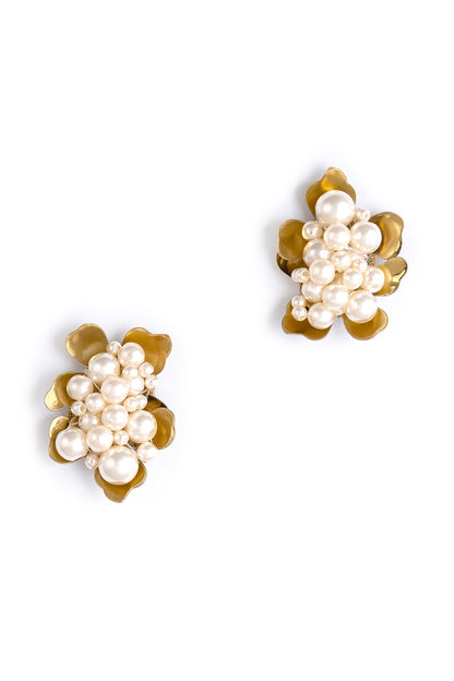 Gold Glass Beaded Stud Earrings