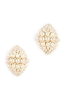 Peach Glass Beaded Stud Earrings
