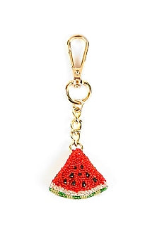 Red Glass Beaded Watermelon Bag Charm