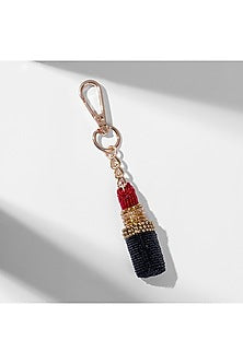 Red Glass Beaded Lipstick Bag Charm