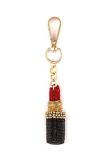 Red Glass Beaded Lipstick Bag Charm