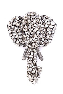 Gunmetal Glass Beaded Elephant Brooch