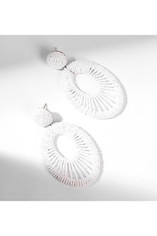 White Glass Beaded Dangler Earrings