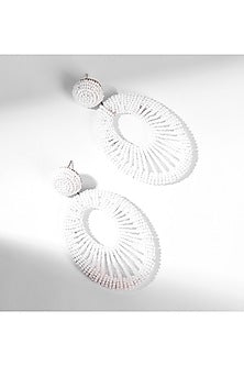White Glass Beaded Dangler Earrings