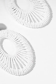 White Glass Beaded Dangler Earrings
