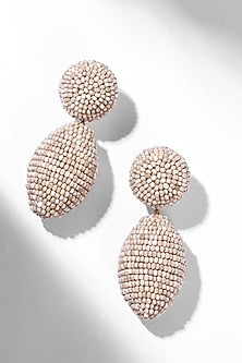 Beige Glass Beaded Dangler Earrings