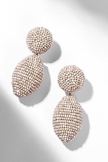 Beige Glass Beaded Dangler Earrings