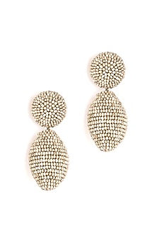 Beige Glass Beaded Dangler Earrings