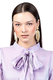 Gold Glass Beaded Dangler Earrings