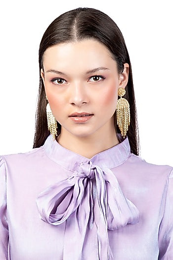 Gold Glass Beaded Dangler Earrings
