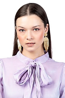 Gold Glass Beaded Dangler Earrings
