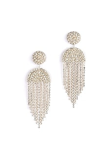 Silver Glass Beaded Dangler Earrings