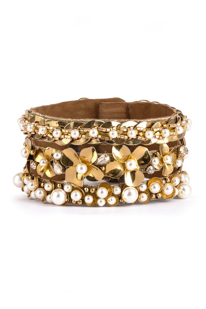 Gold Glass Beaded Bracelet