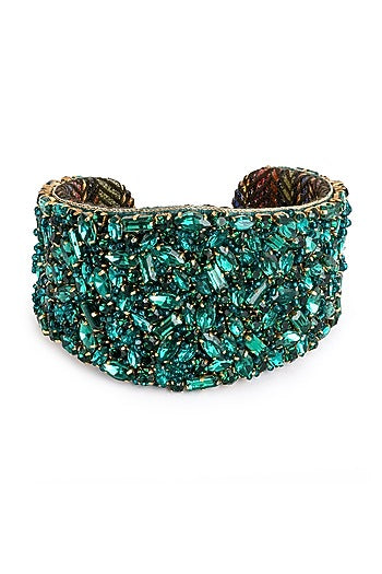 Emerald Green Glass Beaded Bracelet