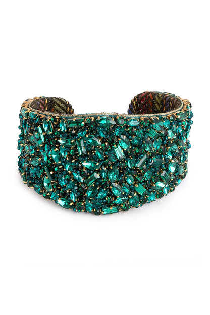 Emerald Green Glass Beaded Bracelet
