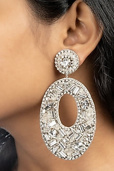 Silver Glass Beaded Dangler Earrings
