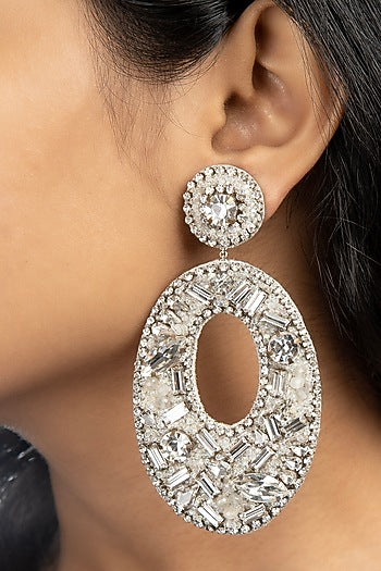 Silver Glass Beaded Dangler Earrings