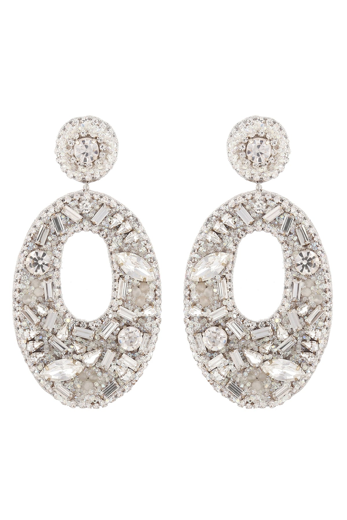 Silver Glass Beaded Dangler Earrings