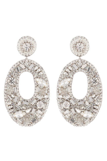 Silver Glass Beaded Dangler Earrings