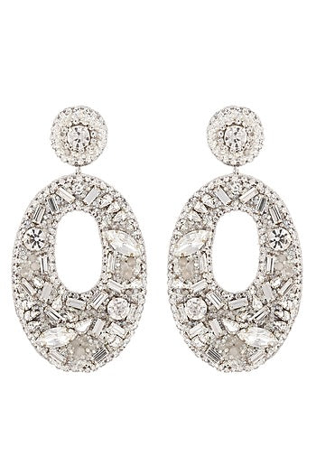 Silver Glass Beaded Dangler Earrings