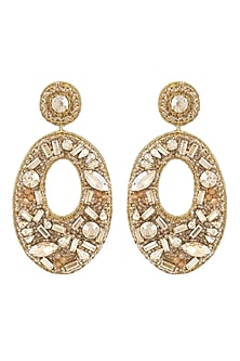 Gold Glass Beaded Dangler Earrings