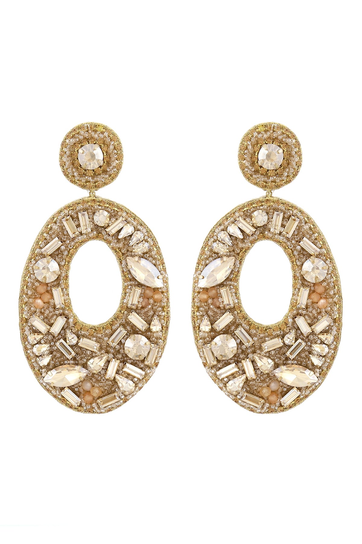 Gold Glass Beaded Dangler Earrings