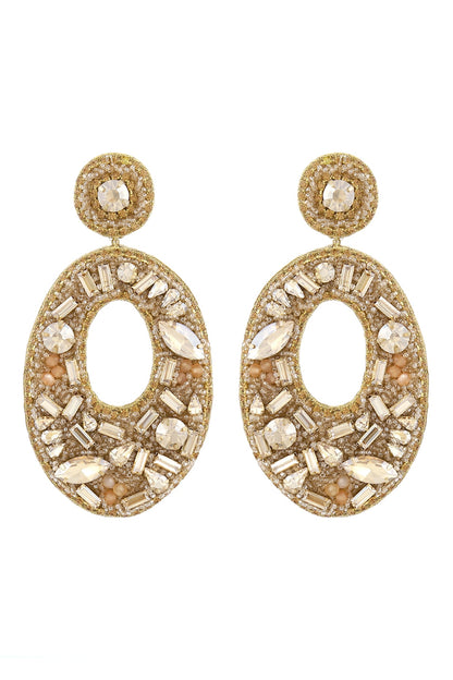 Gold Glass Beaded Dangler Earrings