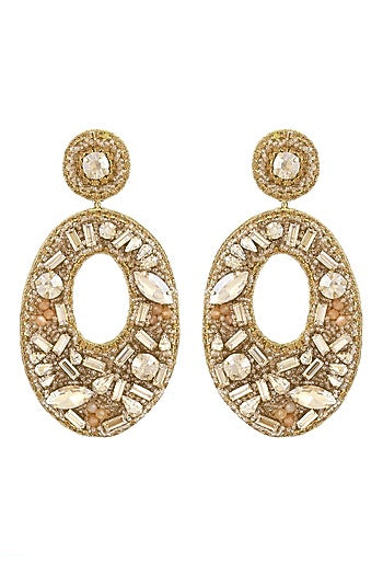 Gold Glass Beaded Dangler Earrings