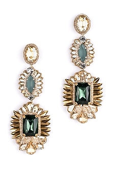 Emerald Green Glass Beaded Dangler Earrings