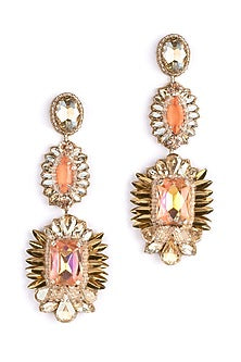Peach Glass Beaded Dangler Earrings