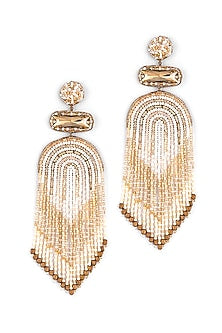Ivory Glass Beaded Dangler Earrings