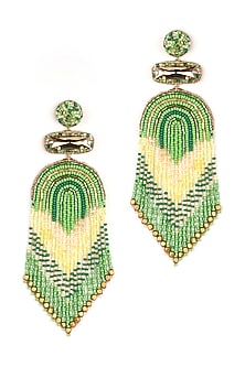Lime Green Glass Beaded Dangler Earrings