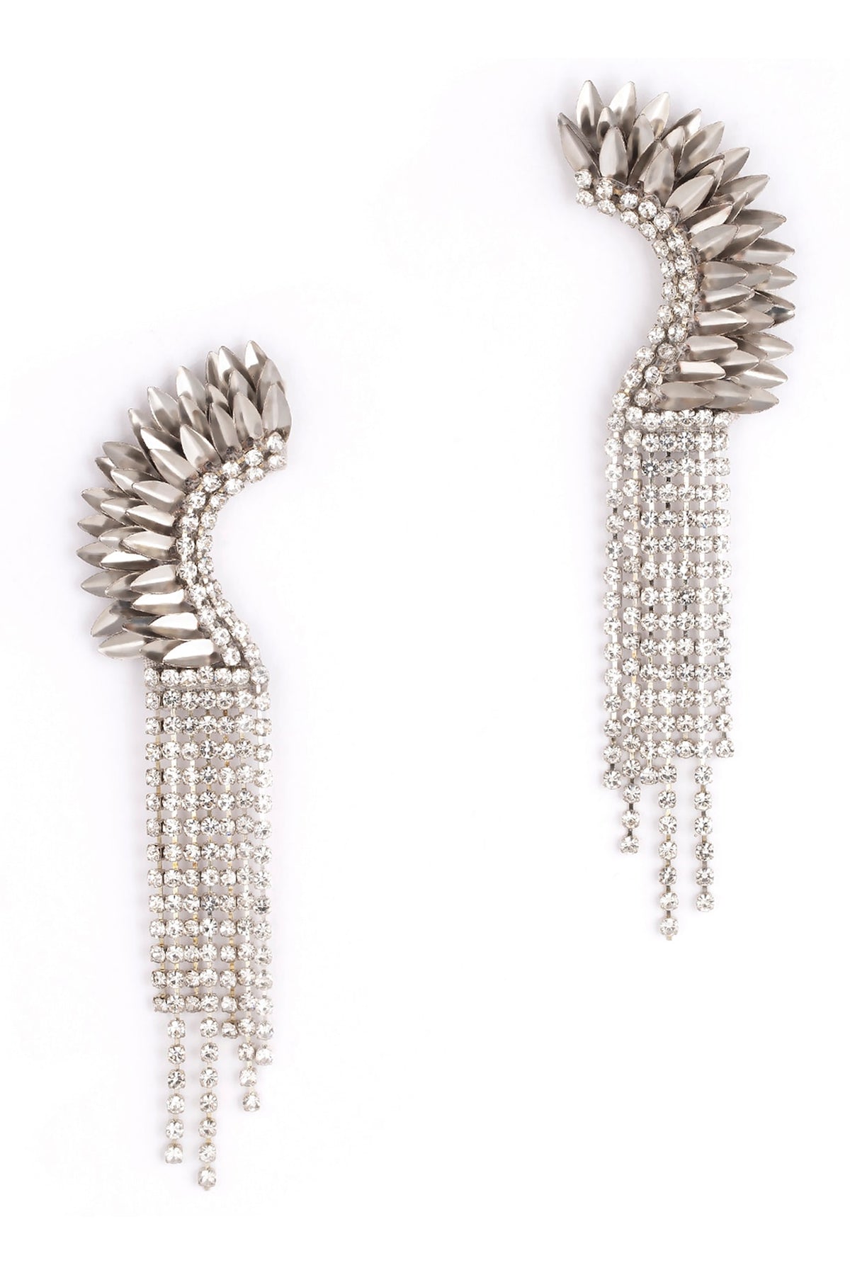 Silver Glass Beaded Dangler Earrings