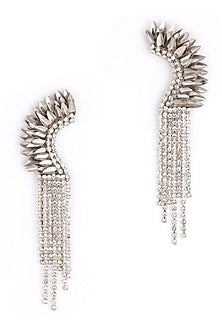 Silver Glass Beaded Dangler Earrings