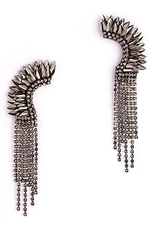 Gunmetal Glass Beaded Dangler Earrings