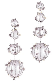 Silver Imitation Pearl & Glass Stone Dangler Earrings