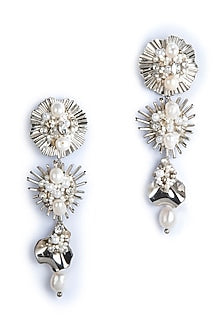 Silver Glass Beaded Dangler Earrings