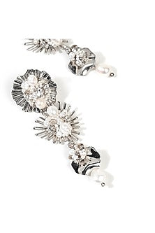 Silver Glass Beaded Dangler Earrings