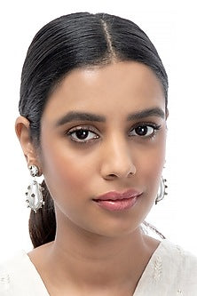 Silver Imitation Pearl & Beaded Dangler Earrings