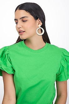 White Glass Beaded Dangler Earrings