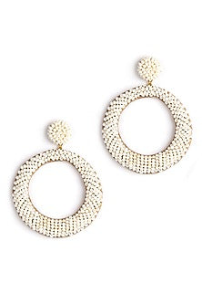 White Glass Beaded Dangler Earrings